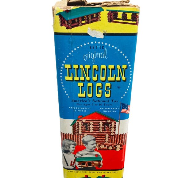 Vintage Lincoln Logs 50s Original Set 72 Pieces Wooden Construction Toy - Picture 2 of 4